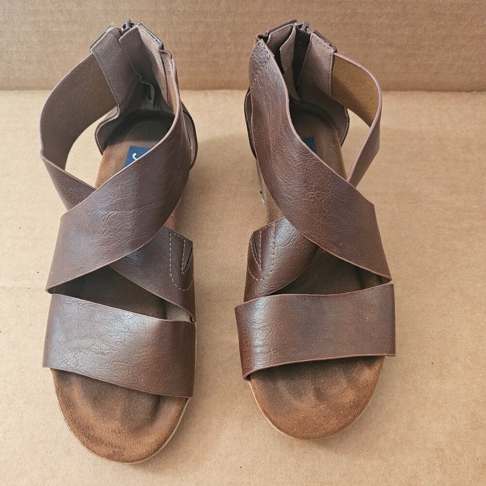 Brown Strappy Ankle Zip Sandals